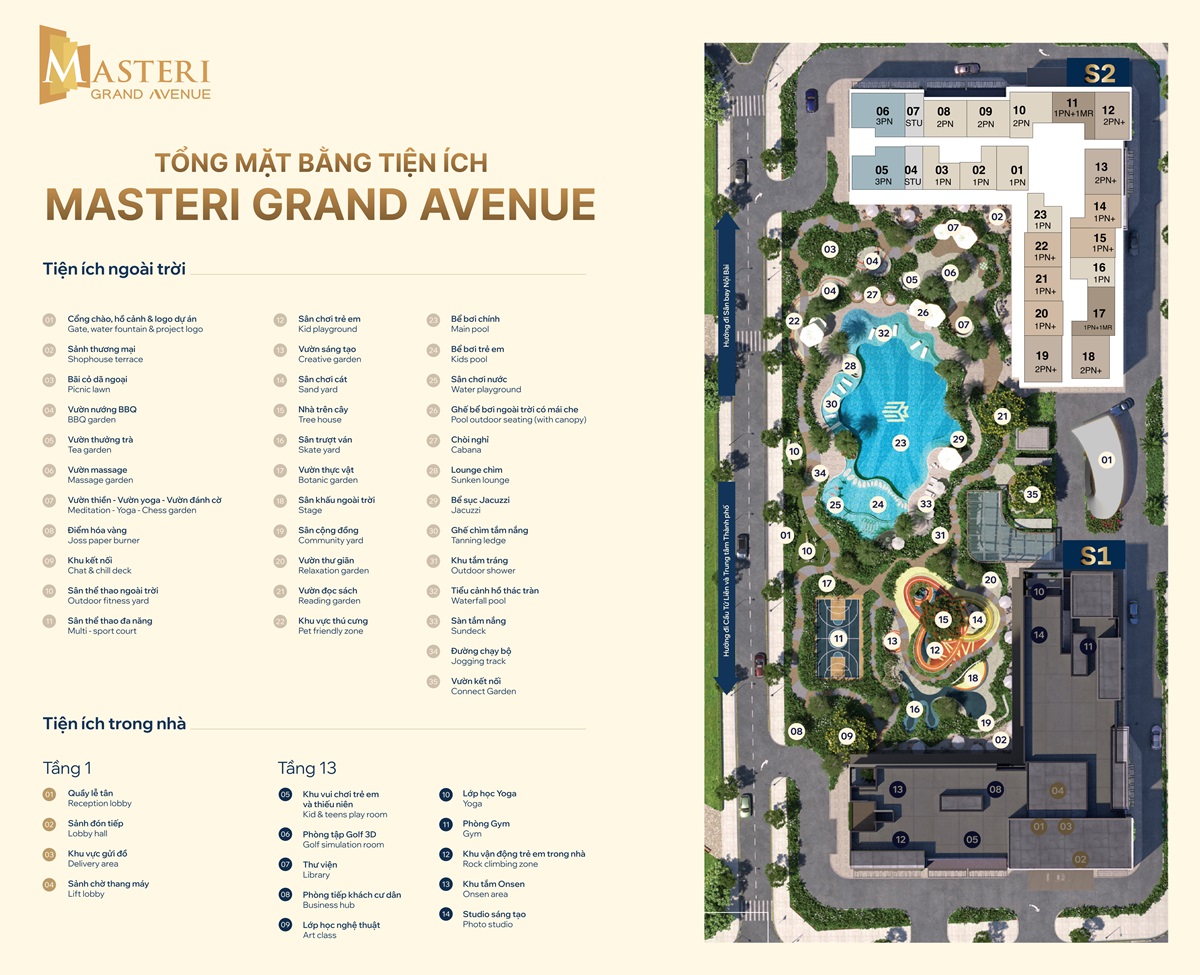 Tổng mặt bằng tiện ích Masteri Grand Avenue